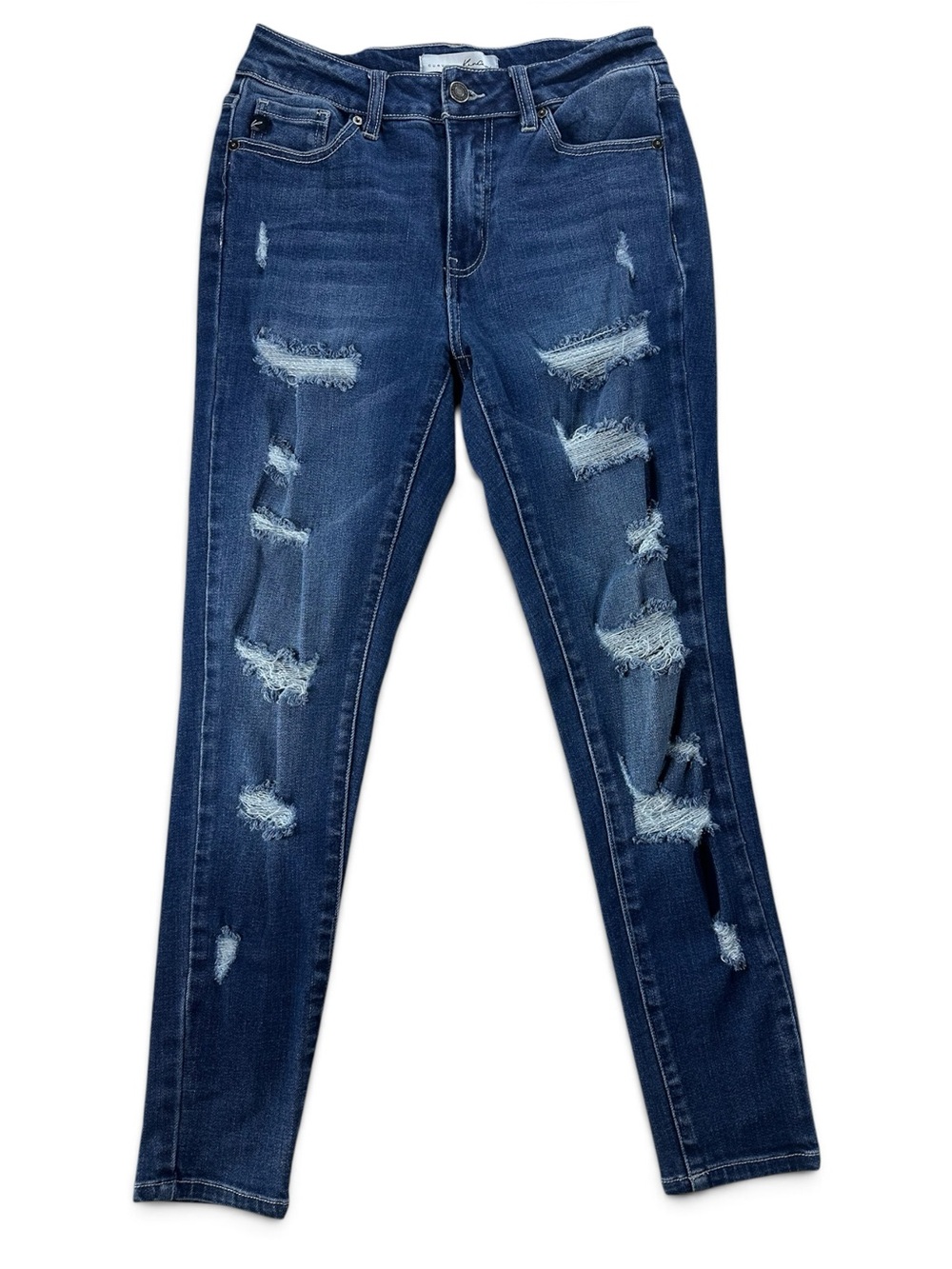 Women’s KanCan Dark Blue Distressed Skinny Jeans 7/27